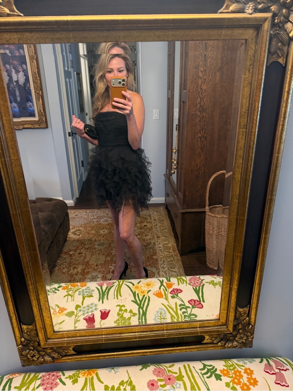 Zara NWOT Black Ruffled Mini Dress